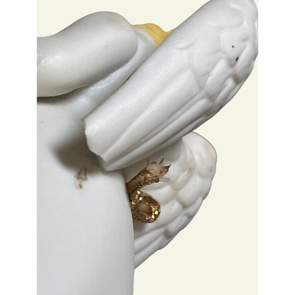 Home Interiors Angel Bell Porcelain Bisque Figurine Holding Blue Bird HOMCO - Picture 11 of 14